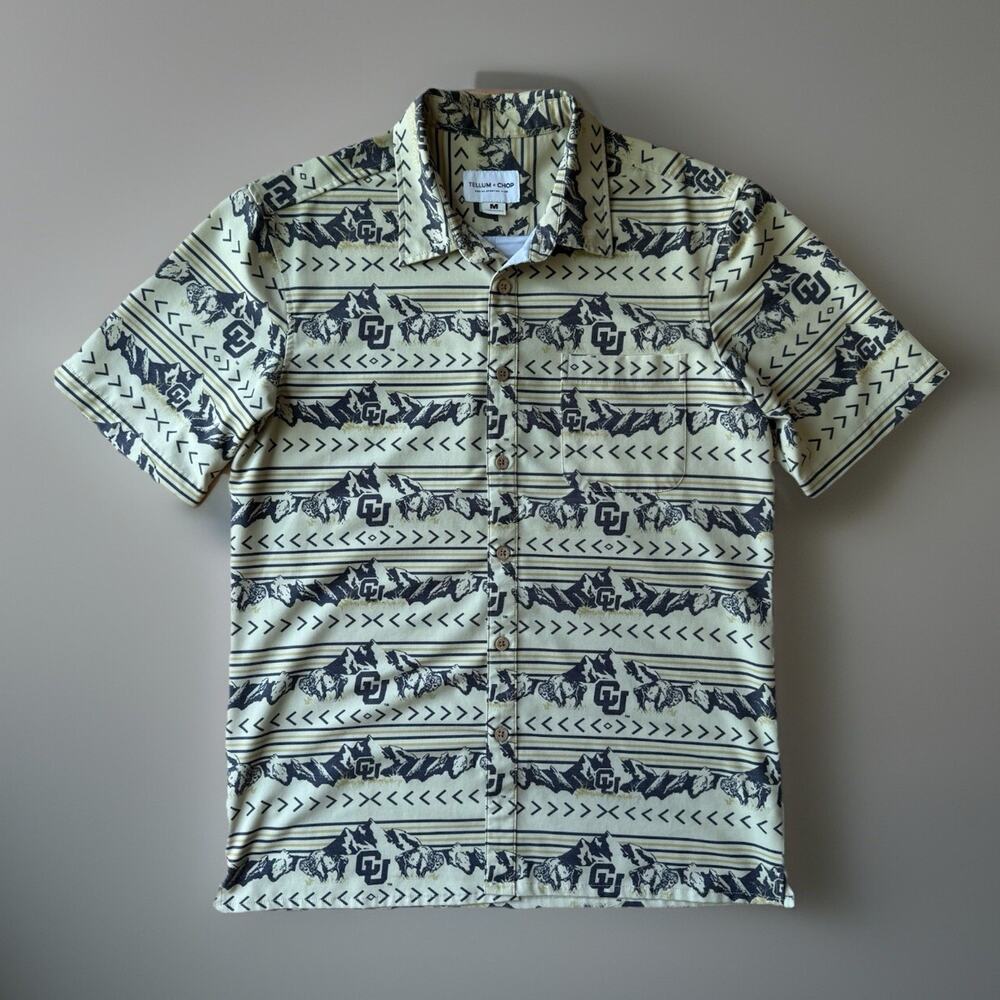 Colorado Buffaloes Shirt M Multicolor Tellum Chop Short Sleeve Button Up AOP